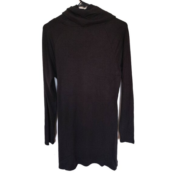 Halston Long Hi-Low Raglan Sleeve Rayon Tunic Sweater Pullover Top Dark Grey - Picture 4 of 4